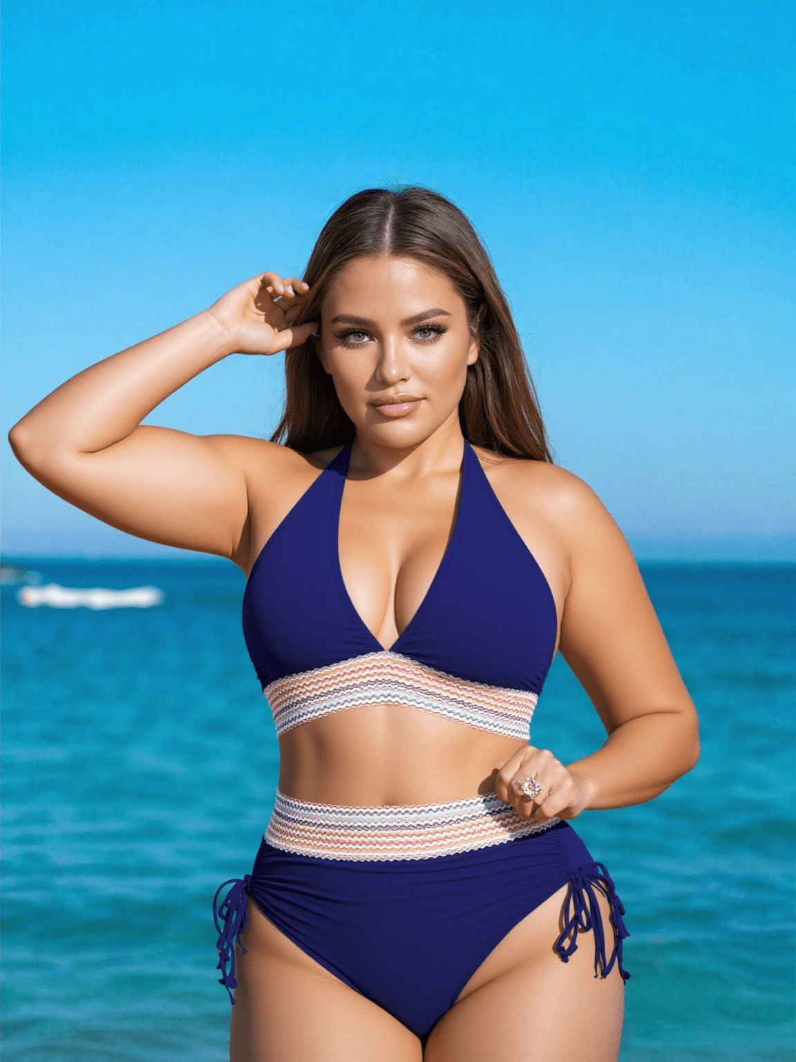 Seaside Glow Bikini – High-Waisted Elegance with Waist-Shaping Detail