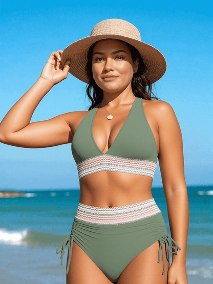 Seaside Glow Bikini – High-Waisted Elegance with Waist-Shaping Detail