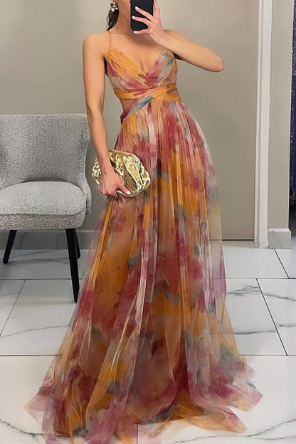 Eléna | Elegant Floral Print Maxi Dress