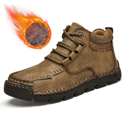 Men's Vintage Winter Fleece Warm Leather Casual Martin Boots