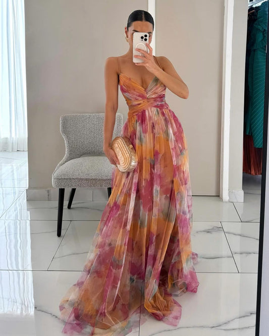 Eléna | Elegant Floral Print Maxi Dress