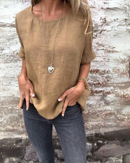 BAUA – Cotton and Linen Crew Neck T-Shirt