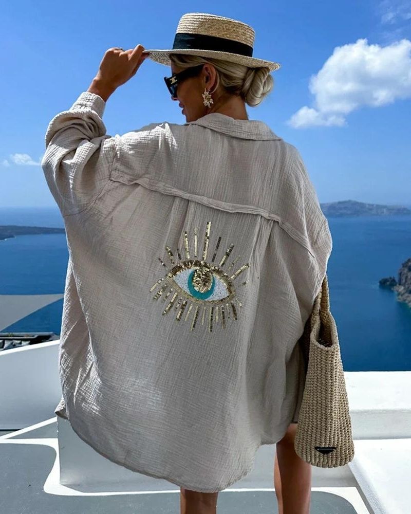 SORAYA – Relaxed Shirt with Sequins and Pearls