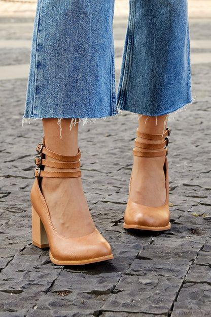 Jadara Triple Buckle Heels