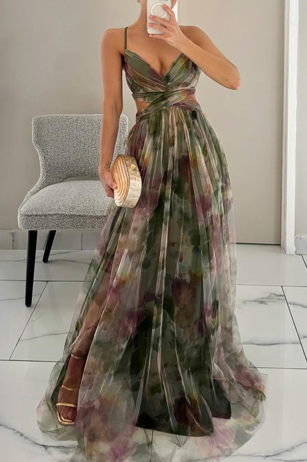 Eléna | Elegant Floral Print Maxi Dress