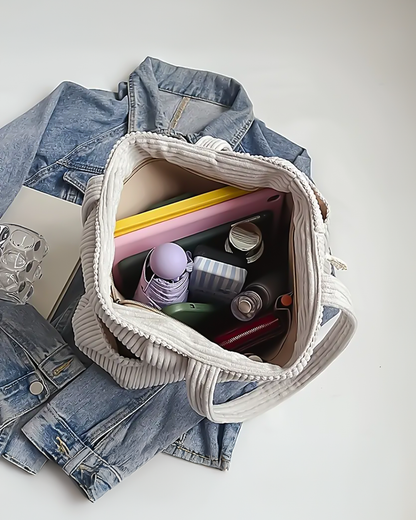 TILDA | RIBBED TOTE BAG WITH DRAWSTRING DETAIL