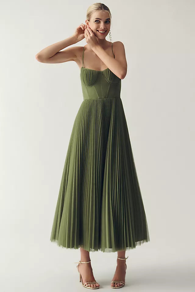 Claire – Pleated Tulle Dress with Asymmetrical Drape