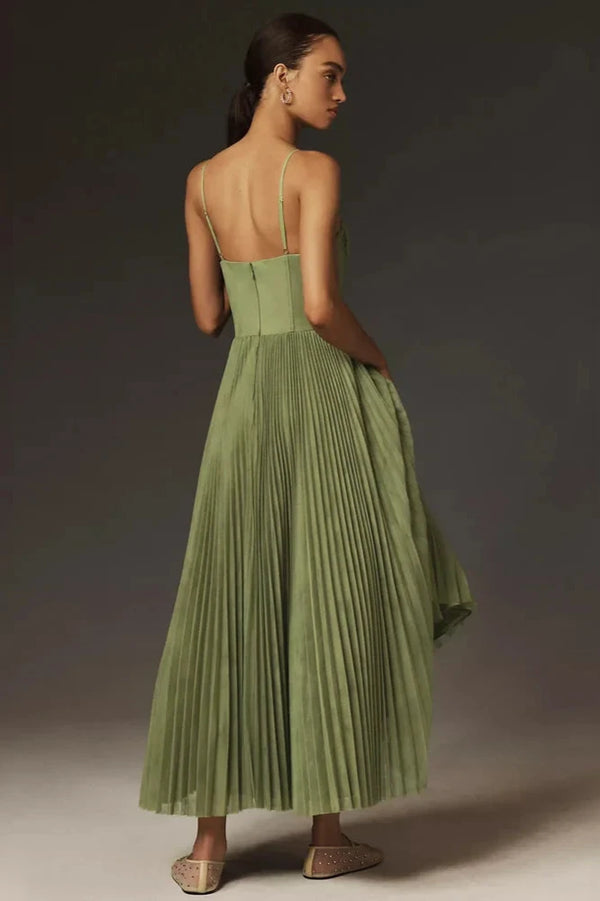 Claire – Pleated Tulle Dress with Asymmetrical Drape