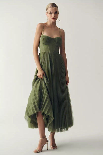 Claire – Pleated Tulle Dress with Asymmetrical Drape
