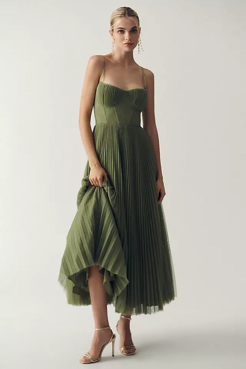 Claire – Pleated Tulle Dress with Asymmetrical Drape