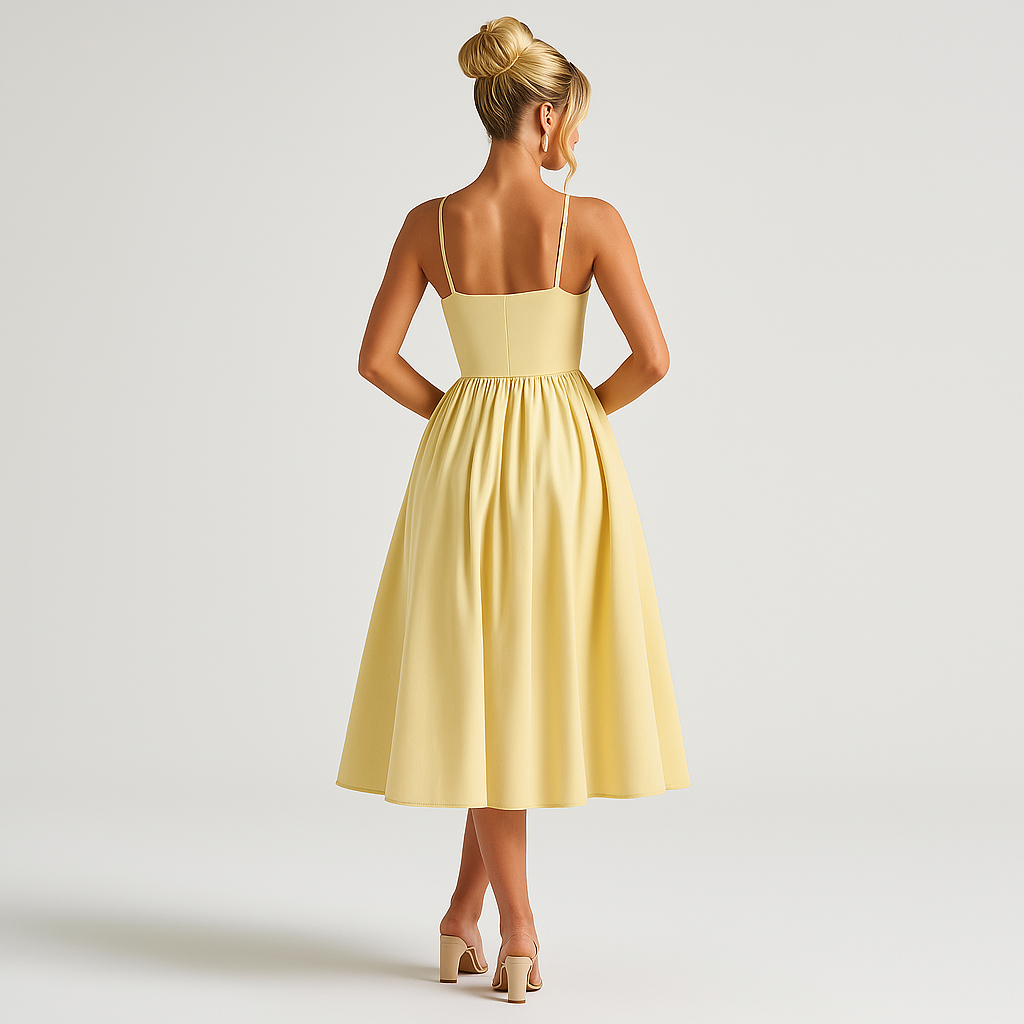 Mariella Mid-Length Dress - Lemon