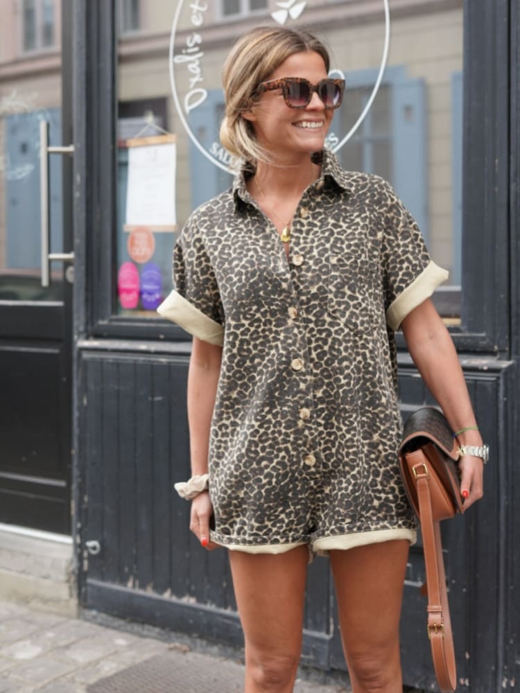 Leopard Print Mini Romper