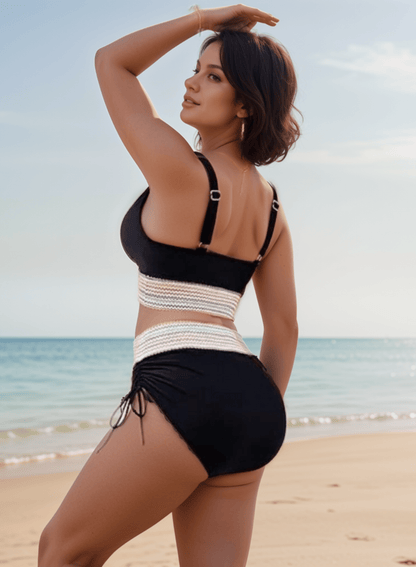 Seaside Glow Bikini – High-Waisted Elegance with Waist-Shaping Detail