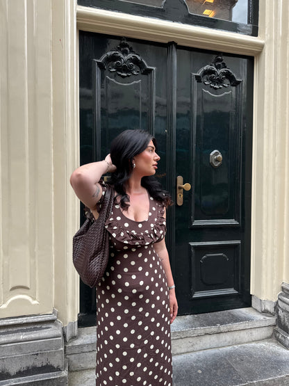 Luna dress with polka dots - Brown/yellow