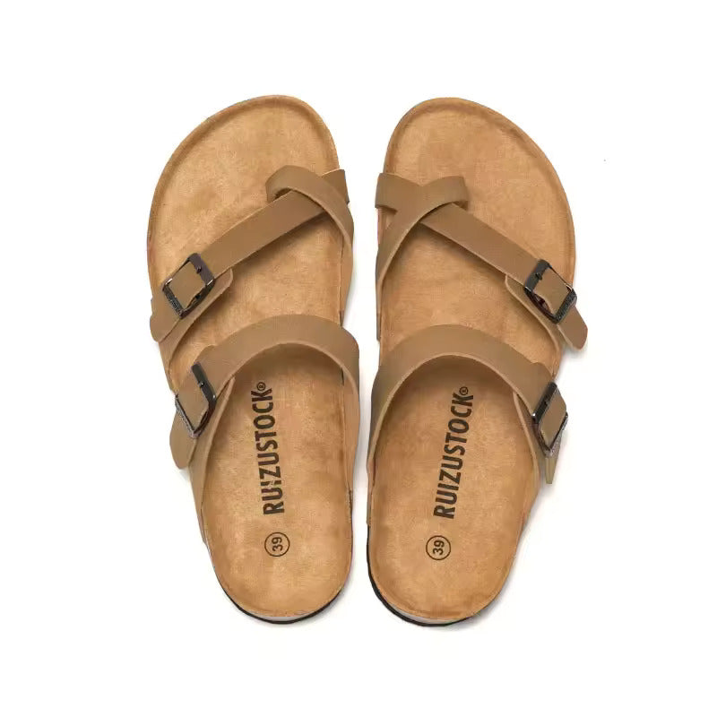 FrancaFit™ Crisscross Recovery Sandals – Triple-Strap Comfort with Cork Support