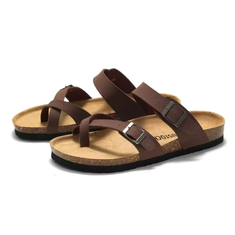 FrancaFit™ Crisscross Recovery Sandals – Triple-Strap Comfort with Cork Support