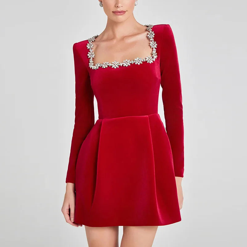 Marcelline Velvet Crystal Dress