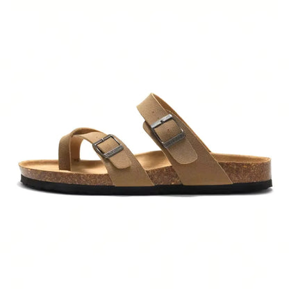 FrancaFit™ Crisscross Recovery Sandals – Triple-Strap Comfort with Cork Support