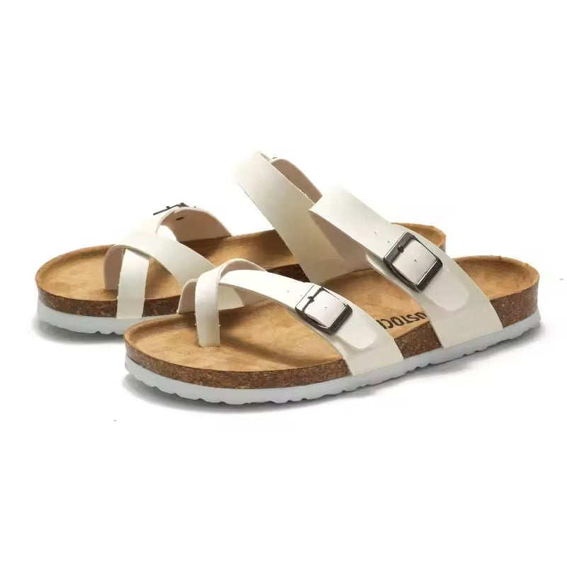 FrancaFit™ Crisscross Recovery Sandals – Triple-Strap Comfort with Cork Support