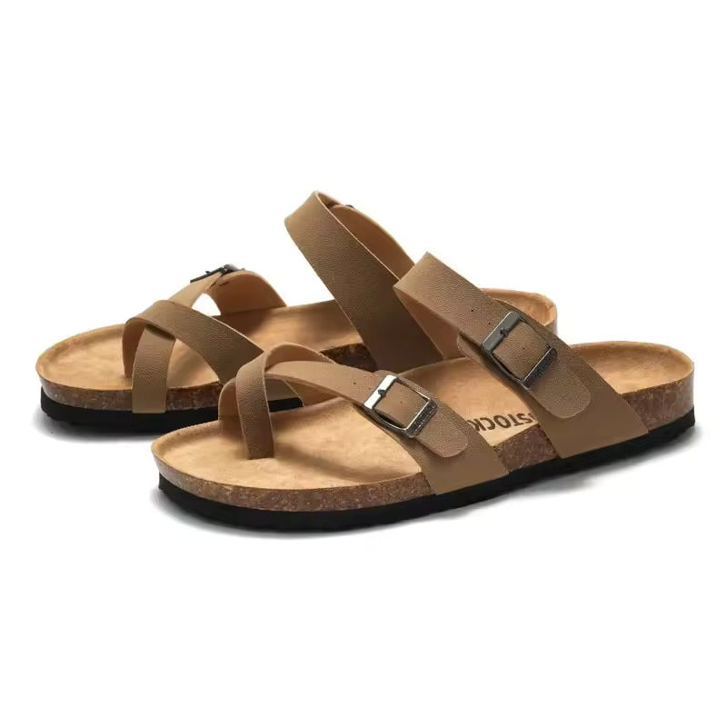 FrancaFit™ Crisscross Recovery Sandals – Triple-Strap Comfort with Cork Support