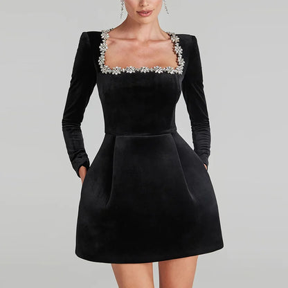 Marcelline Velvet Crystal Dress