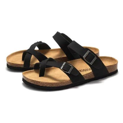 FrancaFit™ Crisscross Recovery Sandals – Triple-Strap Comfort with Cork Support