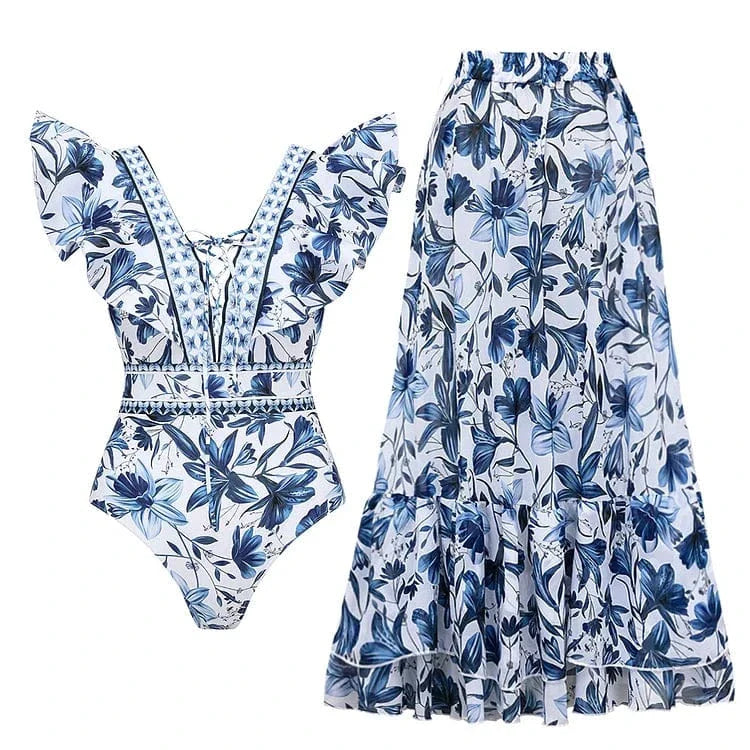 Swimsuit with Quick-Drying Skirt