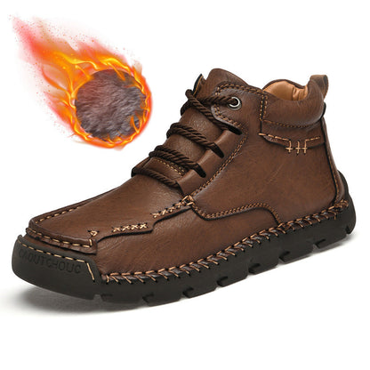 Men's Vintage Winter Fleece Warm Leather Casual Martin Boots