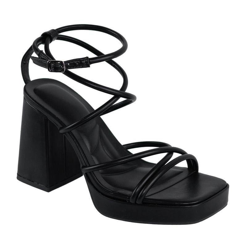 Taurus™ Strappy Block Heels – Sleek, Cushioned & Made for the Spotlight