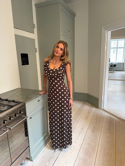 Luna dress with polka dots - Brown/yellow