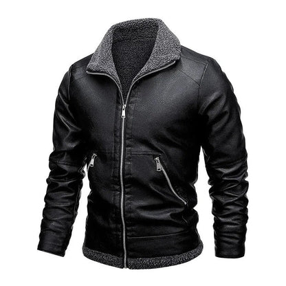 Elegant Fleece Leather Jacket