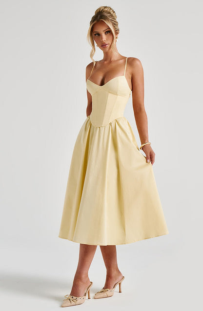Mariella Mid-Length Dress - Lemon