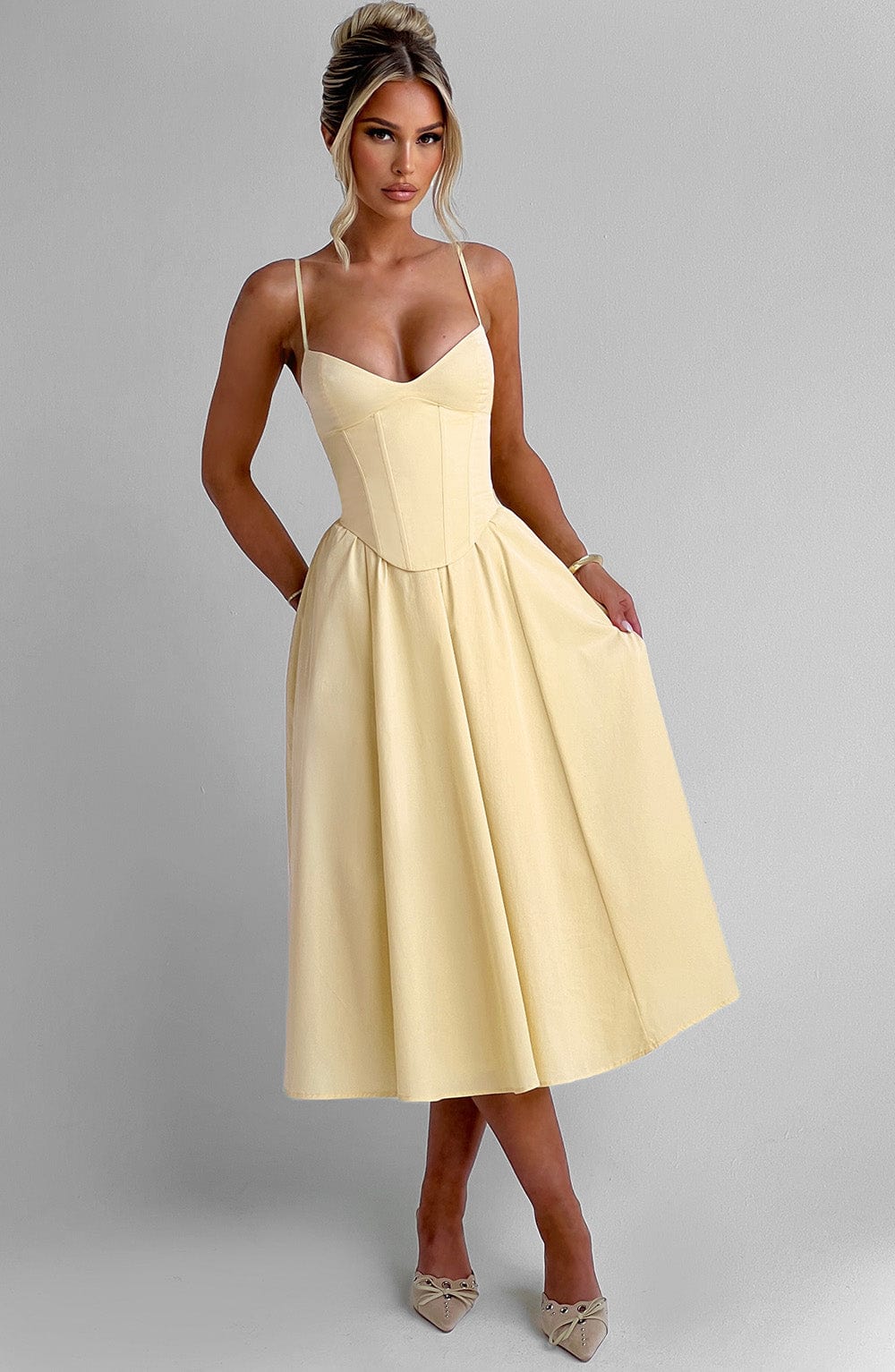 Mariella Mid-Length Dress - Lemon