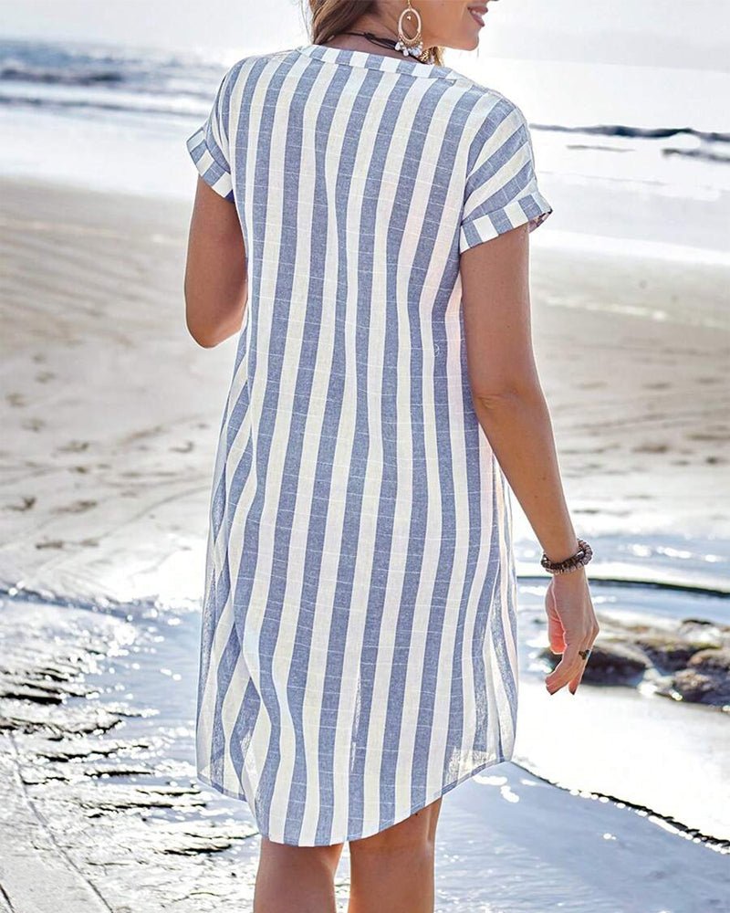 Elegant Striped Shirt Dress