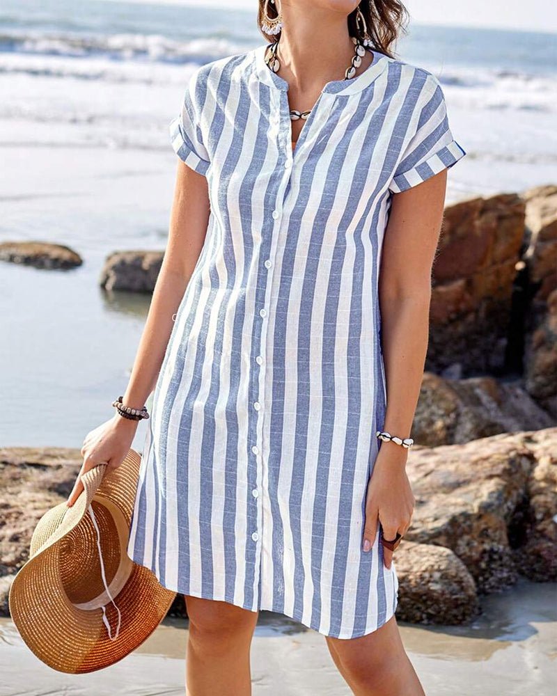 Elegant Striped Shirt Dress