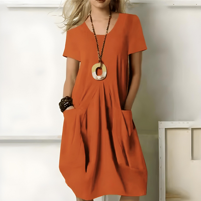 Elegant Cotton Dress with Tummy Covering